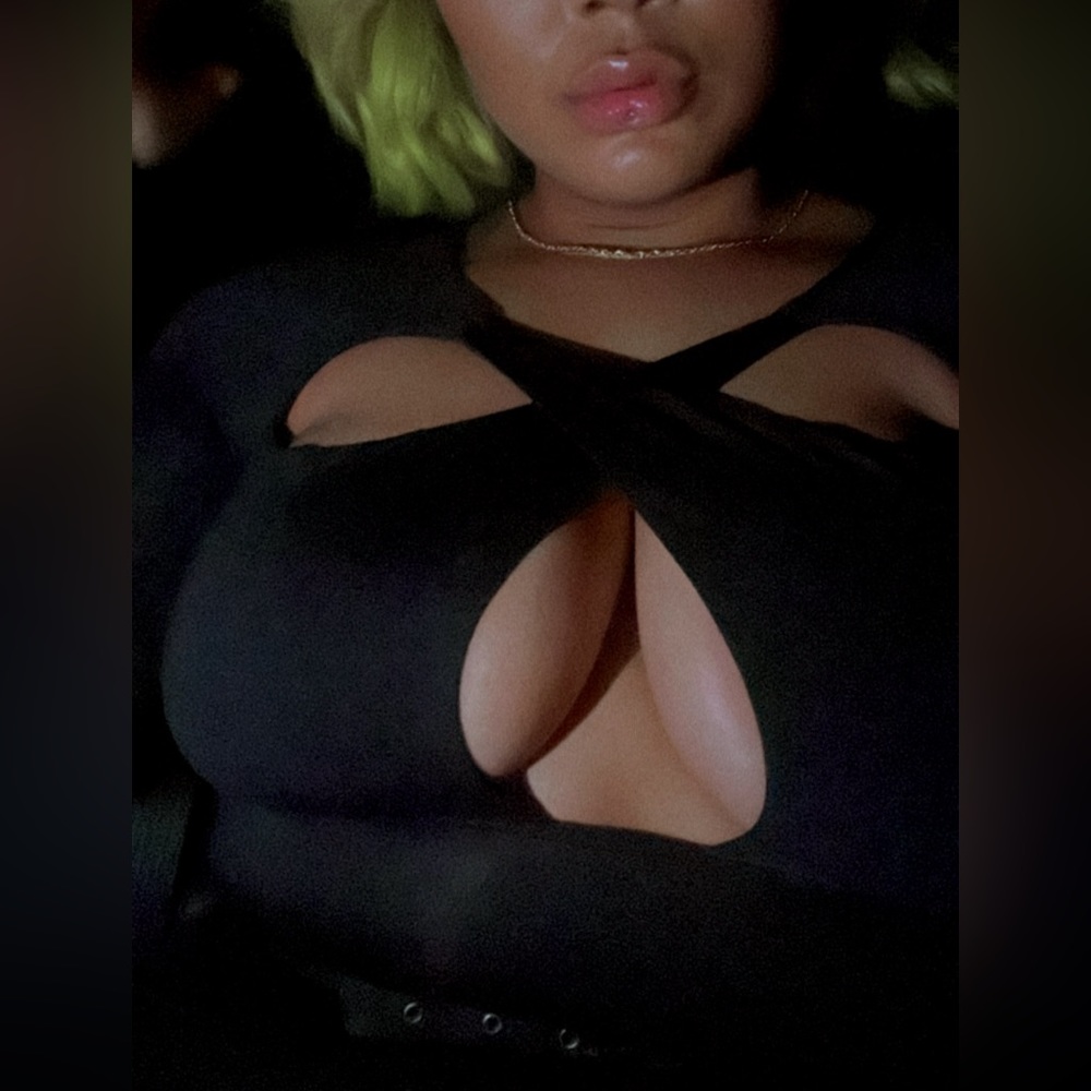 Black staple cut out body suit